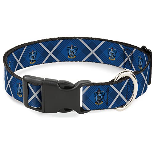 Hundehalsband, Kunststoffclip, Harry Potter, Ravenclaw-Wappen, kariert, Blau, Grau, 17,8 bis 21,6 cm, 1,3 cm breit von Buckle-Down