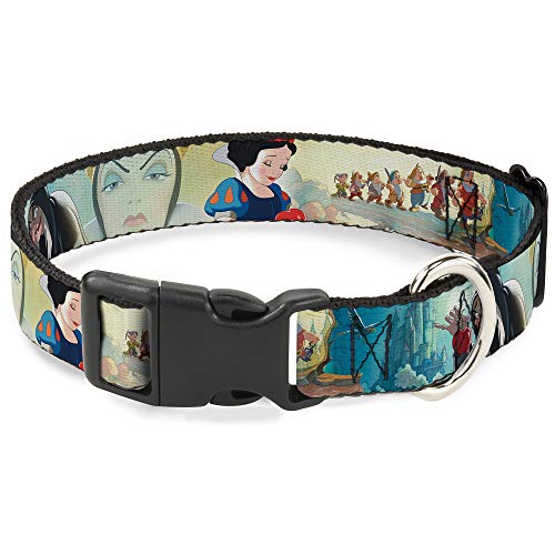 Buckle-Down Hundehalsband, Kunststoff, Clip, Schneeweiß, Zwerge, alte Hexe, Evil Queen, verstellbare Größen für kleine und mittelgroße Hunde, 1" Wide - Fits 9-15" Neck - Small, mehrfarbig von Buckle-Down