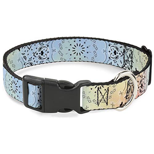 Buckle-Down Hundehalsband, Kunststoff-Clip, Bandana, Paisleymuster, Ombré-Pastell, 38,1 cm bis 66 cm, 2,5 cm breit von Buckle-Down