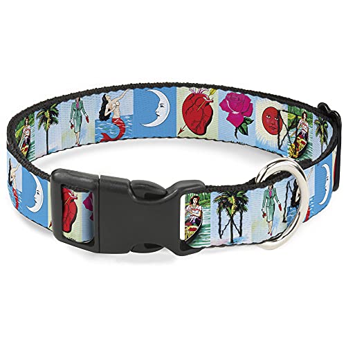 Buckle-Down Hundehalsband, Kunststoff-Clip, Loteria-Karte, Logo-Blöcke, 24,1 cm bis 33 cm, 2,5 cm breit von Buckle-Down