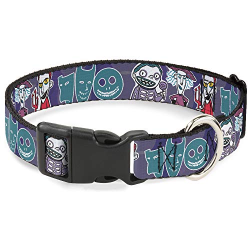 Buckle-Down Hundehalsband, Kunststoff-Clip, Nightmare Before Christmas, Schock-Pose und Masken, 22,9 bis 38,1 cm, 1,3 cm breit von Buckle-Down