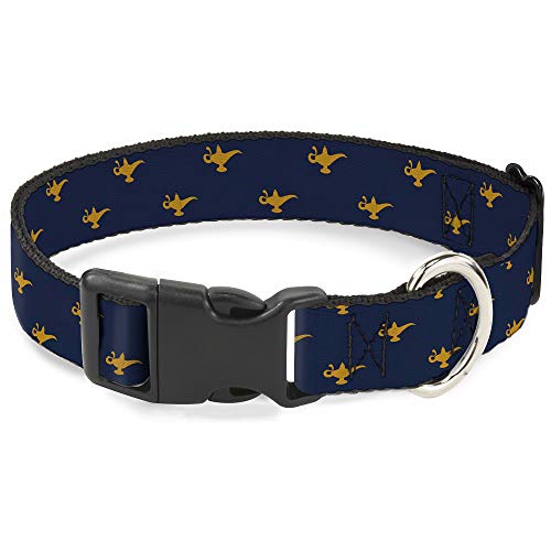 Buckle-Down Hundehalsband, Kunststoffclip, Aladdin-Genie-Lampe, Monogramm, Marineblau, Gold, 20,3 bis 30,5 cm, 1,3 cm breit von Buckle-Down
