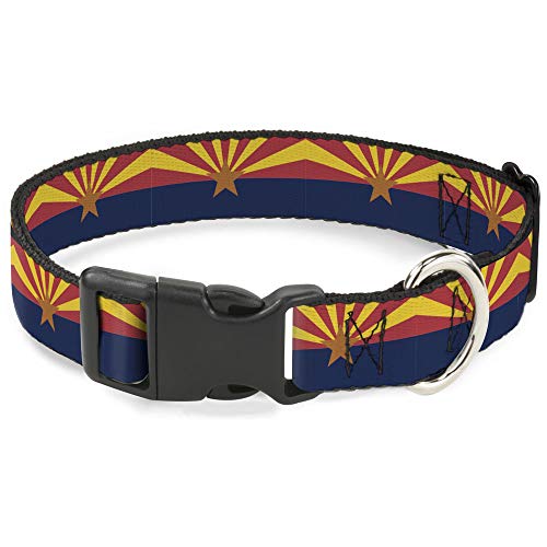 Buckle-Down Hundehalsband, Kunststoffclip, Arizona-Flagge, Rot, Gelb, Gold, Blau, 22,9 bis 38,1 cm, 2,5 cm breit von Buckle-Down