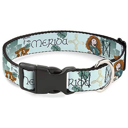 Buckle-Down Hundehalsband, Kunststoffclip, Brave Merida Castle und drei Bärenbrüder Pose mit Schrift, 24,9 bis 37,8 cm, 1,3 cm breit von Buckle-Down