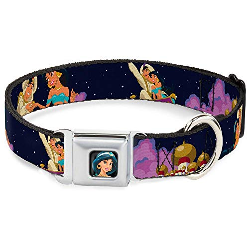 Buckle-Down Hundehalsband DYR-Jasmin, Nahaufnahme, vollfarbig, Aladdin und Jasmin, magische Teppichfahrtszenen, Größe L, 38,1–66 cm von Buckle-Down