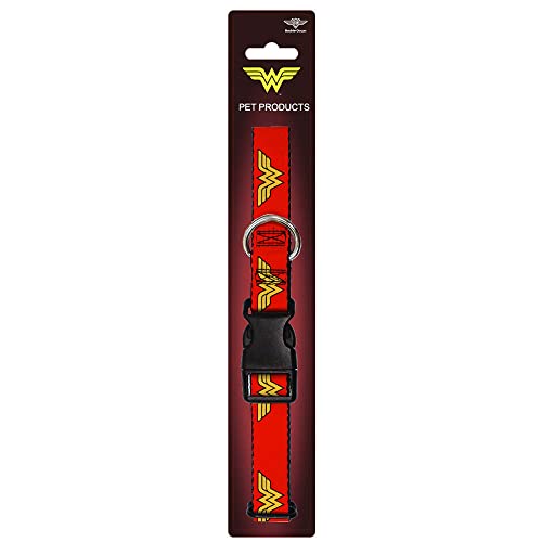 Buckle-Down Hundehalsband Kunststoff Clip Wonder Woman Logo rot 15 bis 26 Zoll 2,5 cm breit von Buckle-Down