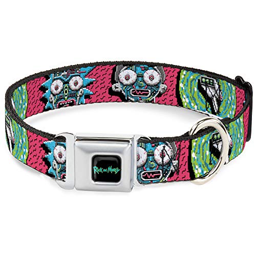 Buckle-Down DC-SB-RMYA-WRMY005-1.0-L Hundehalsband, Sicherheitsgurt-Schnalle, Rick and Morty, Portalpistole, 2,5 cm breit, passend für Halsumfang von 38,1–61 cm, Größe L von Buckle-Down