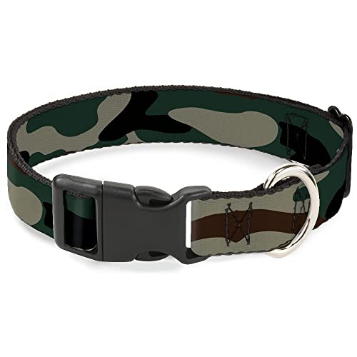 Buckle-Down Hundehalsband mit Kunststoffclip, Schnellverschluss, leicht verstellbar, Camouflage-Olivgrün, 38,1 cm bis 61 cm, 2,5 cm breit von Buckle-Down