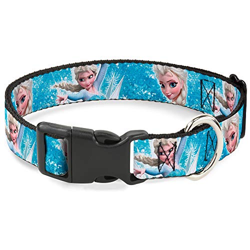 Buckle-Down Hundehalsband mit Schnalle, Kunststoff, Clip, ELSA-Gesicht, in verschiedenen Größen erhältlich, für kleine und mittelgroße Hunde, 1/2" Wide - Fits 6-9" Neck - Small, mehrfarbig von Buckle-Down