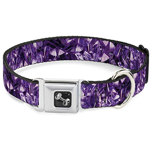 Buckle-Down Hundehalsband mit Schnalle für Sicherheitsgurt, Kristalle, Violett, 1.5" Wide - Fits 13-18" Neck - Small, Mehrfarbig von Buckle-Down