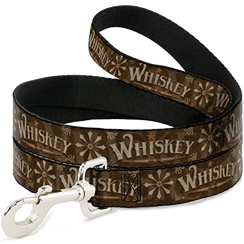 Buckle-Down Hundeleine Western Whiskey Star mit Text Shadow Repeat Browns Tan, 122 cm lang, 3,8 cm breit von Buckle-Down