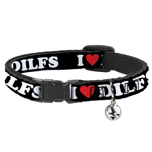 Buckle Down I Heart DILFS Katzenhalsband mit Glöckchen, Kunststoffclip, leicht verstellbar, 21,6 bis 30,5 cm, 1,3 cm breit von Buckle-Down