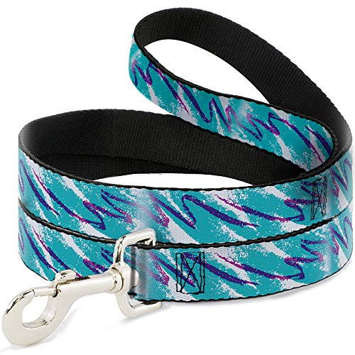 Buckle-Down Jazzy Wave Scribble Hundeleine, 1,2 m lang, 2,5 cm breit, Weiß / Blaugrün / Violett von Buckle-Down