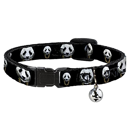 Buckle-Down Katzenhalsband, Panda, mit goldfarbener Kette, Schwarz von Buckle-Down