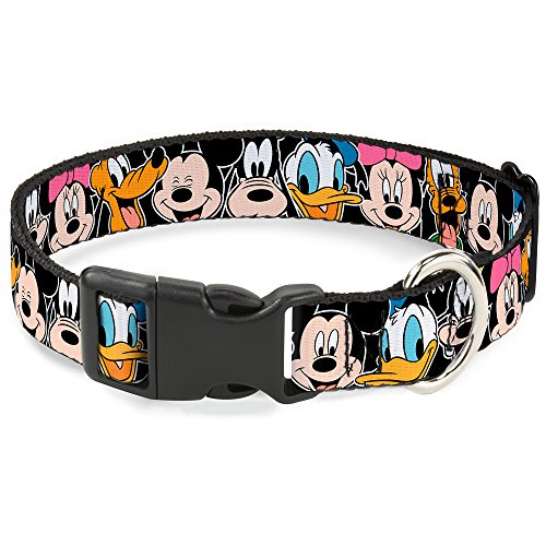 Buckle Down Klassische Disney Charakter Gesichter Schwarz Kunststoff Clip Halsband von Buckle-Down