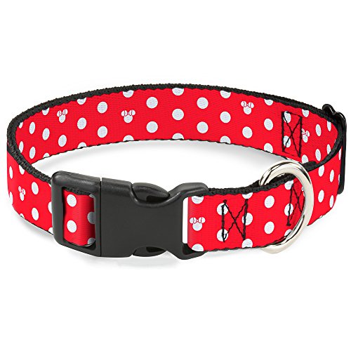 Buckle-Down Kunststoff-Halsband mit Clip, Minnie-Maus-Design, gepunktet, Mini-Silhouette, 1,27 cm breit, passend für Halsumfang von 20,3–30,5 cm, Größe M von Buckle-Down