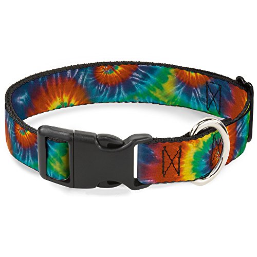 Buckle-Down Kunststoff-Kragen – Tie Dye Swirl Mehrfarbig – 1,27 cm breit – passend für 22,9-38,1 cm Halsumfang – Größe L, 1" Wide - Fits 15-26" Neck - Large, Mehrfarbig von Buckle-Down