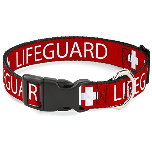 Buckle Down Lifeguard/Logo rot/weiß Kunststoff Clip Halsband, 3,8 cm X 33–45,7 cm/klein von Buckle-Down