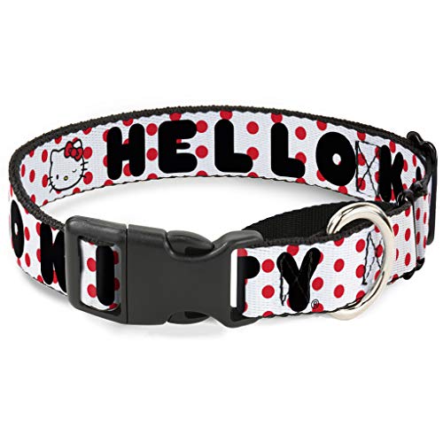 Buckle-Down Martingale Hundehalsband, Hello Kitty mit zwinkernden Punkten, Weiß/Rot/Schwarz von Buckle-Down