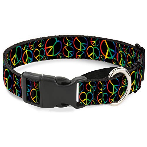 Buckle-Down Martingale Hundehalsband, Peace-Herz, Schwarz/Regenbogen-Ombré. von Buckle-Down