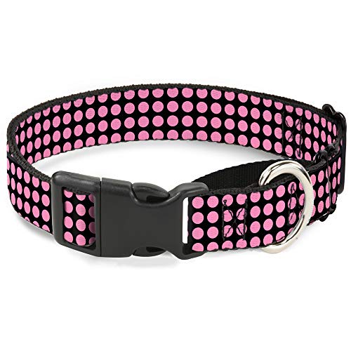 Buckle-Down Martingale Hundehalsband, gepunktet, 2,5 cm, Schwarz/Rosa von Buckle-Down