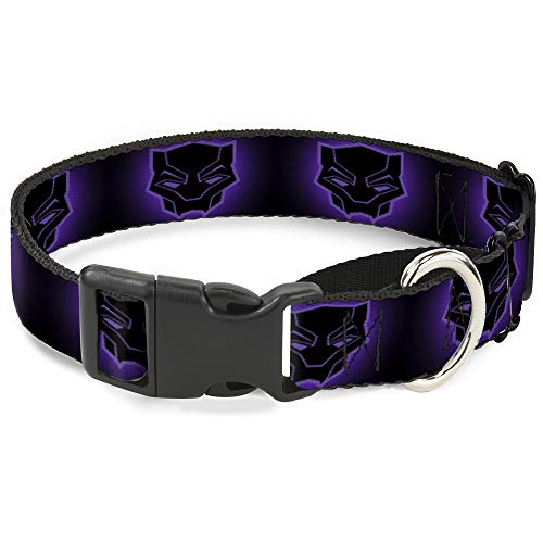 Buckle-Down Martingale Hundehalsband - Black Panther 2018 Icon Schwarz/Lila Glow von Buckle-Down