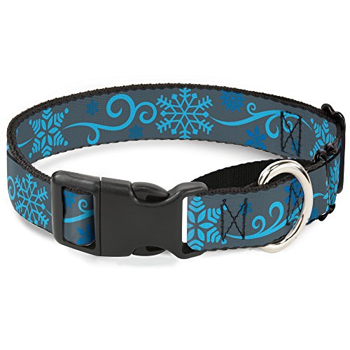 Buckle-Down Martingale-Hundehalsband mit Schneeflocken, 2,5 cm breit, passend für Halsumfang von 27,9–43,2 cm, Größe M von Buckle-Down