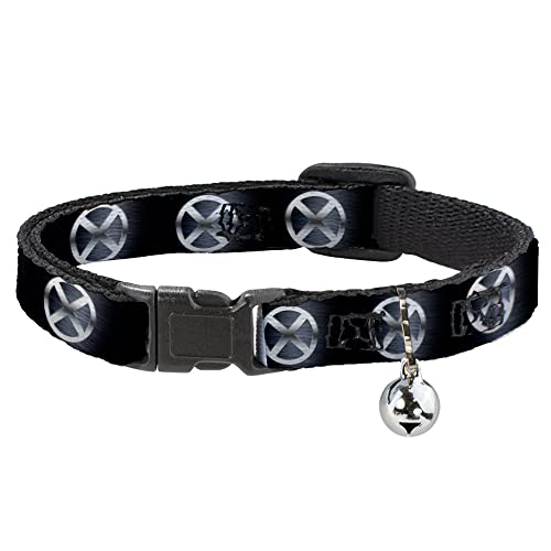 Buckle-Down Marvel Comics Katzenhalsband, Breakaway-Halsband mit Glöckchen, X-Men-X-Symbol, 21,6 bis 30,5 cm, 1,3 cm breit von Buckle-Down