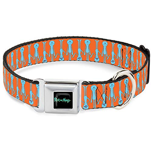 Buckle-Down Mr. Meeseeks Poses Hundehalsband, Sicherheitsgurtschnalle, 2,5 cm breit, passend für 24,1–33 cm Halsumfang, Größe S, DC-SB-RMYA-WRMY004-1.0-S von Buckle-Down