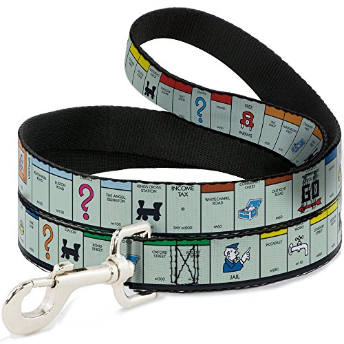 Buckle-Down Pet Leash - British Monopoly Board Game Spaces - 6 Feet Long - 1/2" Wide von Buckle-Down