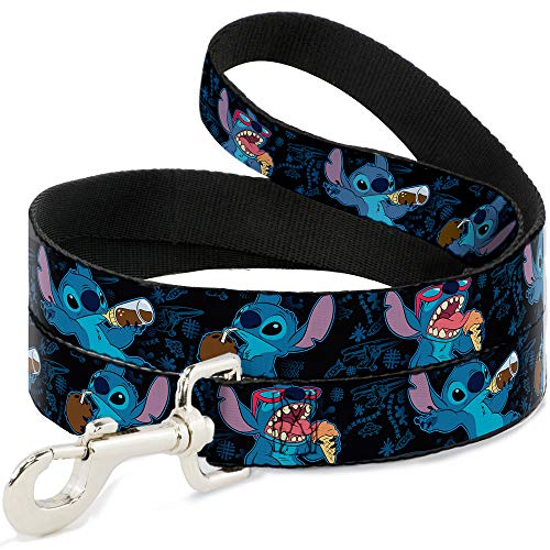 Buckle-Down Pet Leash Stitch Snacking Posen, Schwarz/Blau, 1,27 m lang, 1,27 cm breit von Buckle-Down