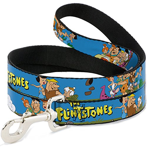 Buckle-Down Pet Leash - The Flintstones and Rubbles Group Pose/Logo Blue - 4 Feet Long - 1.5" Wide von Buckle-Down