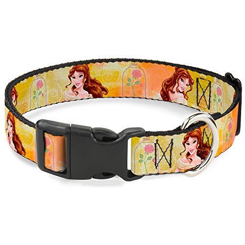 Buckle-Down Plastic Clip Collar - Belle Poses/Enchanted Rose/Story Script Yellow/Pinks - 1/2" Wide - Fits 6-9" Neck - Small von Buckle-Down