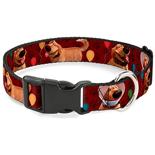 Buckle-Down Plastic Clip Collar - Dug 4-Poses/Balloons/Paw Print Reds - 1" Wide - Fits 15-26" Neck - Large von Buckle-Down