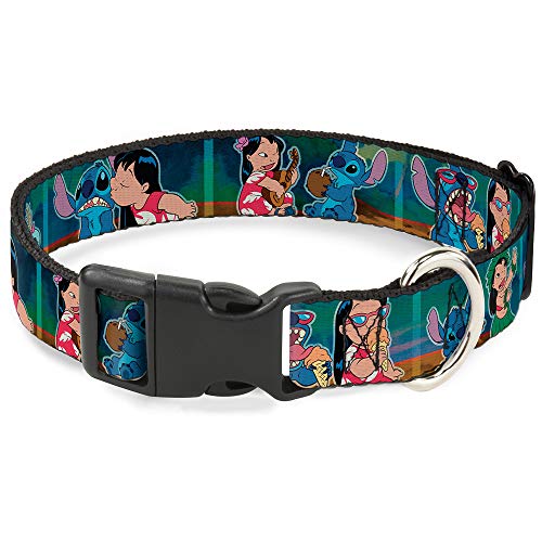 Buckle-Down Plastic Clip Collar - Lilo & Stitch 5-Scene Blocks - 1.5" Wide - Fits 18-32" Neck - Large von Buckle-Down