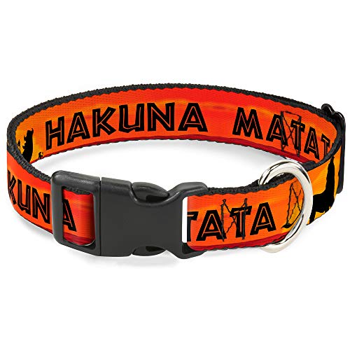 Buckle-Down Plastic Clip Collar - Lion King HAKUNA MATATA Sunset Oranges/Black - 1" Wide - Fits 15-26" Neck - Large von Buckle-Down