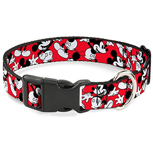 Buckle-Down Plastic Clip Collar - Mickey Mouse Poses Scattered Red/Black/White - 1/2" Wide - Fits 6-9" Neck - Small von Buckle-Down