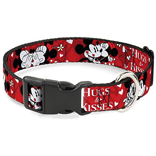 Buckle-Down Plastic Clip Collar - Mickey & Minnie HUGS & Kisses Poses Reds/White - 1/2" Wide - Fits 6-9" Neck - Small von Buckle-Down