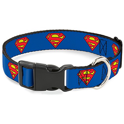 Buckle-Down Plastic Clip Collar - Superman Shield Blue - 1.5" Wide - Fits 18-32" Neck - Large von Buckle-Down