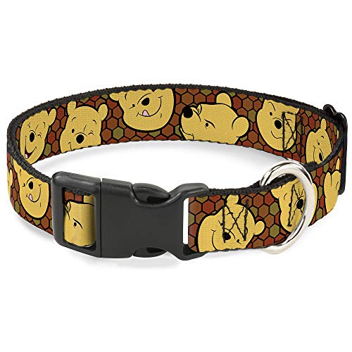 Buckle-Down Plastic Clip Collar - Winnie The Pooh Expressions/Honeycomb Black/Browns - 1" Wide - Fits 15-26" Neck - Large von Buckle-Down