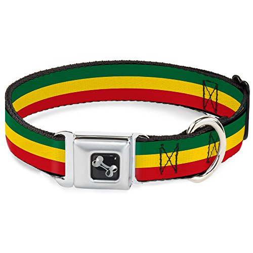 Buckle Down Rasta Halsband Bone, breit Medium/40,6–58,4 cm von Buckle-Down