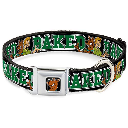 Buckle-Down Sicherheitsgurt-Schnalle, Hundehalsband, Scooby DOO & Shaggy Pose/Baked Schwarz/Grün, 2,5 cm breit, passend für Halsumfang von 38,1–66 cm, Größe L von Buckle-Down