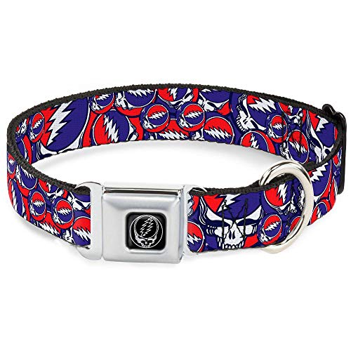 Buckle-Down Seatbelt Buckle Dog Collar - Steal Your Face Stacked Red/White/Blue - 1.5" Wide - Fits 18-32" Neck - Large von Buckle-Down