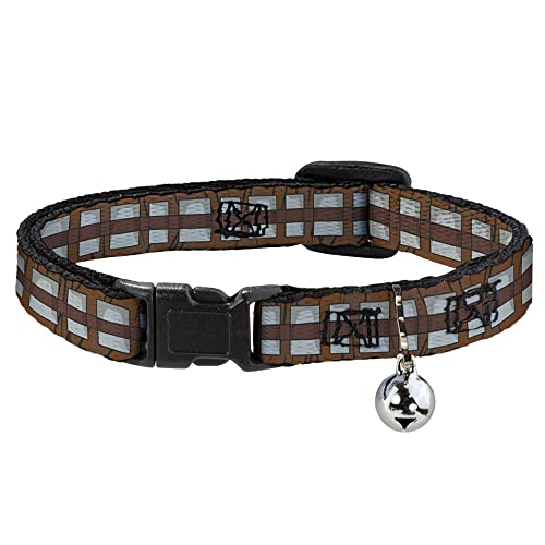 Buckle-Down Star Wars Katzenhalsband, Abreißhalsband mit Glöckchen, Star Wars Chewbacca Bandolier Begrenzung, Braun, Grau, 21,6 bis 30,5 cm, 1,3 cm breit von Buckle-Down