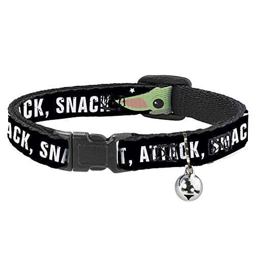 Buckle-Down Star Wars Katzenhalsband, Breakaway-Halsband mit Glöckchen, Star Wars The Child Chibi Face Protect Attack Snack, 21,6 bis 30,5 cm, 1,3 cm breit von Buckle-Down