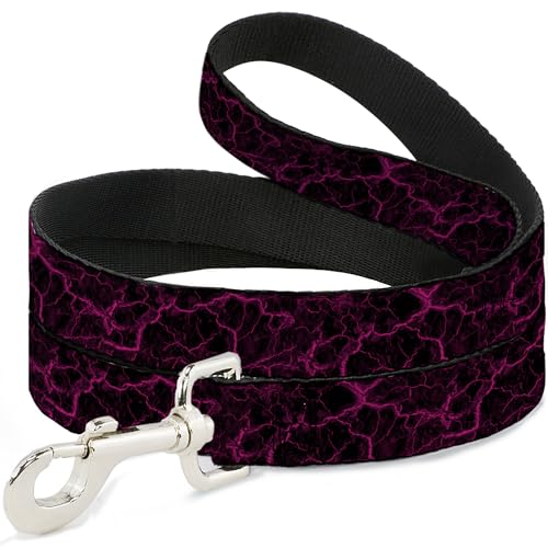 Buckle-Down Strapazierfähige und stilvolle Hundeleine mit Schnappverschluss, Marmor-Schwarz / Hot Pink, 120 cm lang, 2,5 cm breit von Buckle-Down