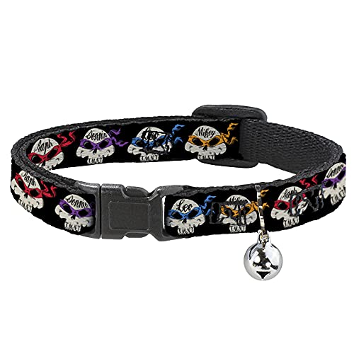 Buckle-Down "TMNT 4-Turtle Road Rebel Skulls schwarz Breakaway Katzenhalsband, 1/5,1 cm X 20,3–30,5 cm/mittel von Buckle-Down