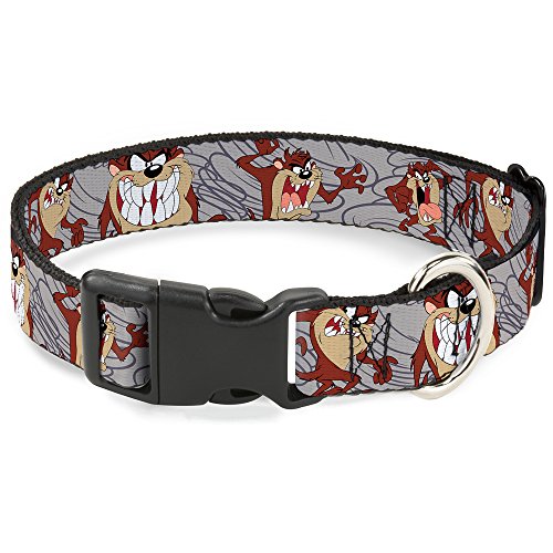 Buckle Down Tasmanian Devil Expressions Gray Swirl Kunststoff Clip Halsband von Buckle-Down