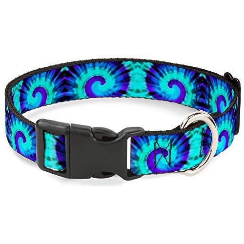 Buckle-Down Kunststoffhalsband mit Clip, Batikmuster, Violett/Blau, 3,8 cm breit, passend für Halsumfang von 45,7–81,3 cm, Größe L von Buckle-Down