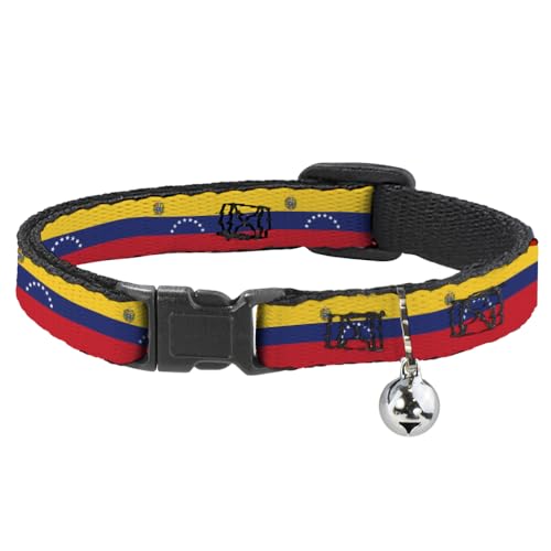 Buckle-Down Venezuela-Flagge, Katzenhalsband mit Glöckchen, Kunststoffclip, leicht verstellbar, 21,6 bis 30,5 cm - 1,3 cm breit von Buckle-Down